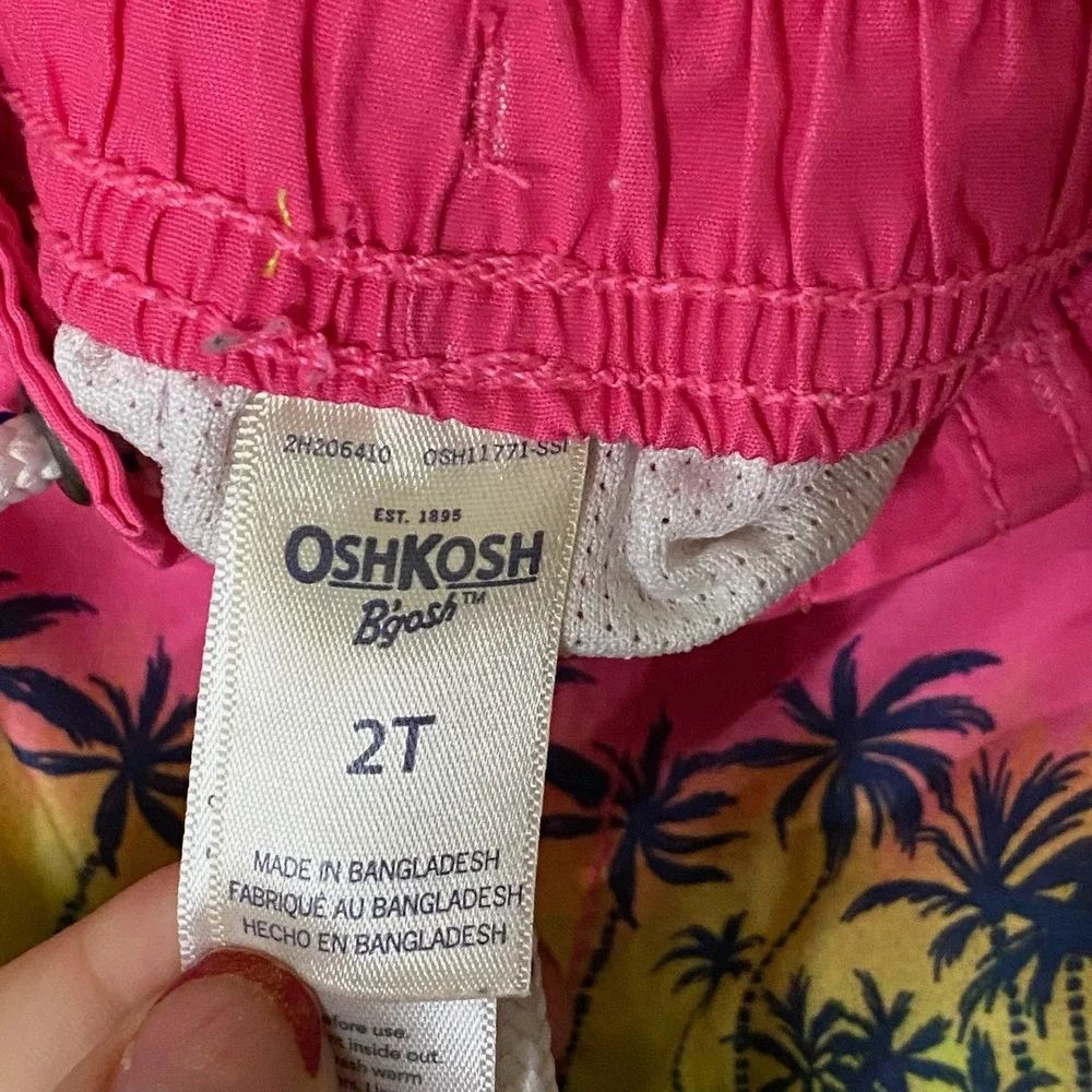 OshKosh‎ B'gosh Kids Toddler Boys 2T Swim Trunks Shorts Tropical Palm Tree Blue